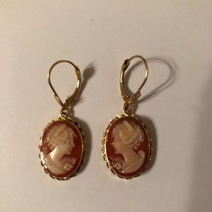 14 karat yellow gold cameo earrings